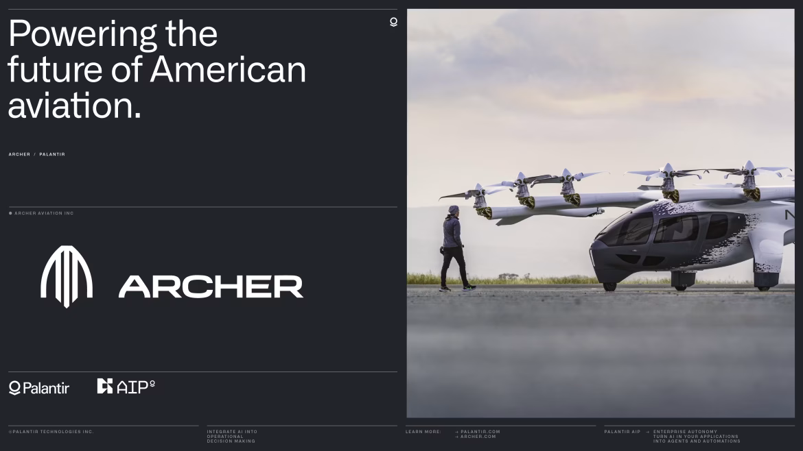 Archer And Palantir To Build The AI Foundation For The Future Of Next-Gen Aviation Technologies