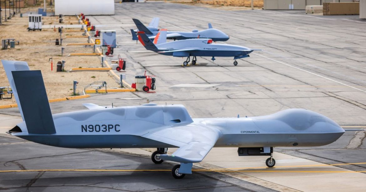 General Atomics MQ-20 Avenger, TacACE autonomy, collaborative combat aircraft, GA-ASI demonstrations, autonomous air-to-air engagement, beyond-line-of-sight C2, multi-sensor fusion drones, AI-driven military drones, advanced ISR and kinetic tasking, Drones World Magazine
